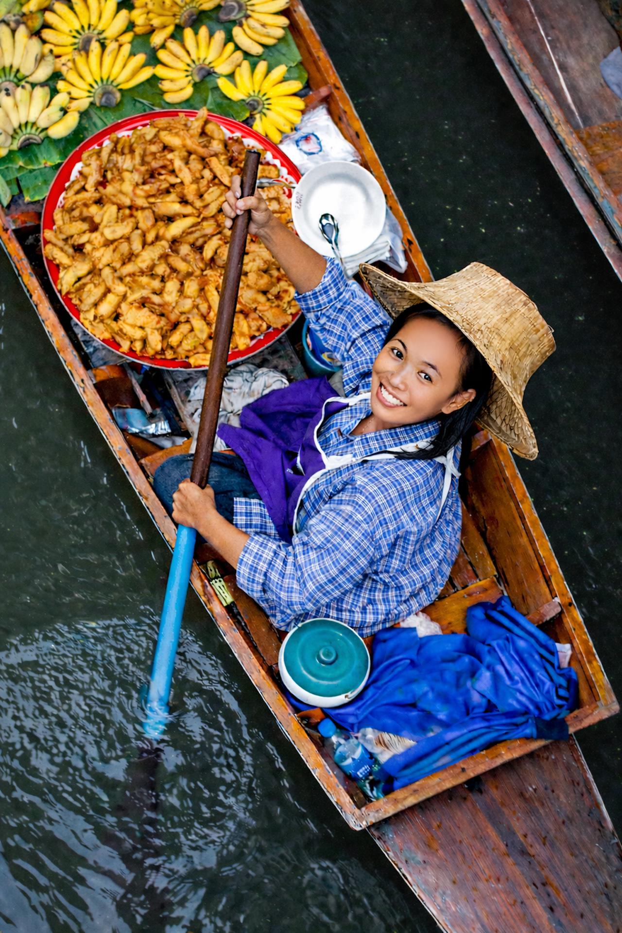 Selected Honorable Mention86 John Hutchins Food Vender Thailand Floating Market $300